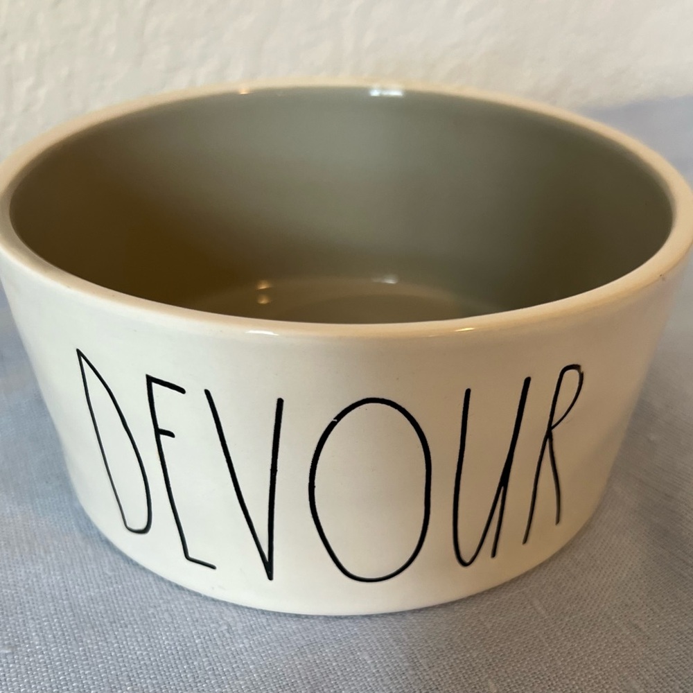 Rae Dunn 'DEVOUR' Cream Ceramic Bowl
